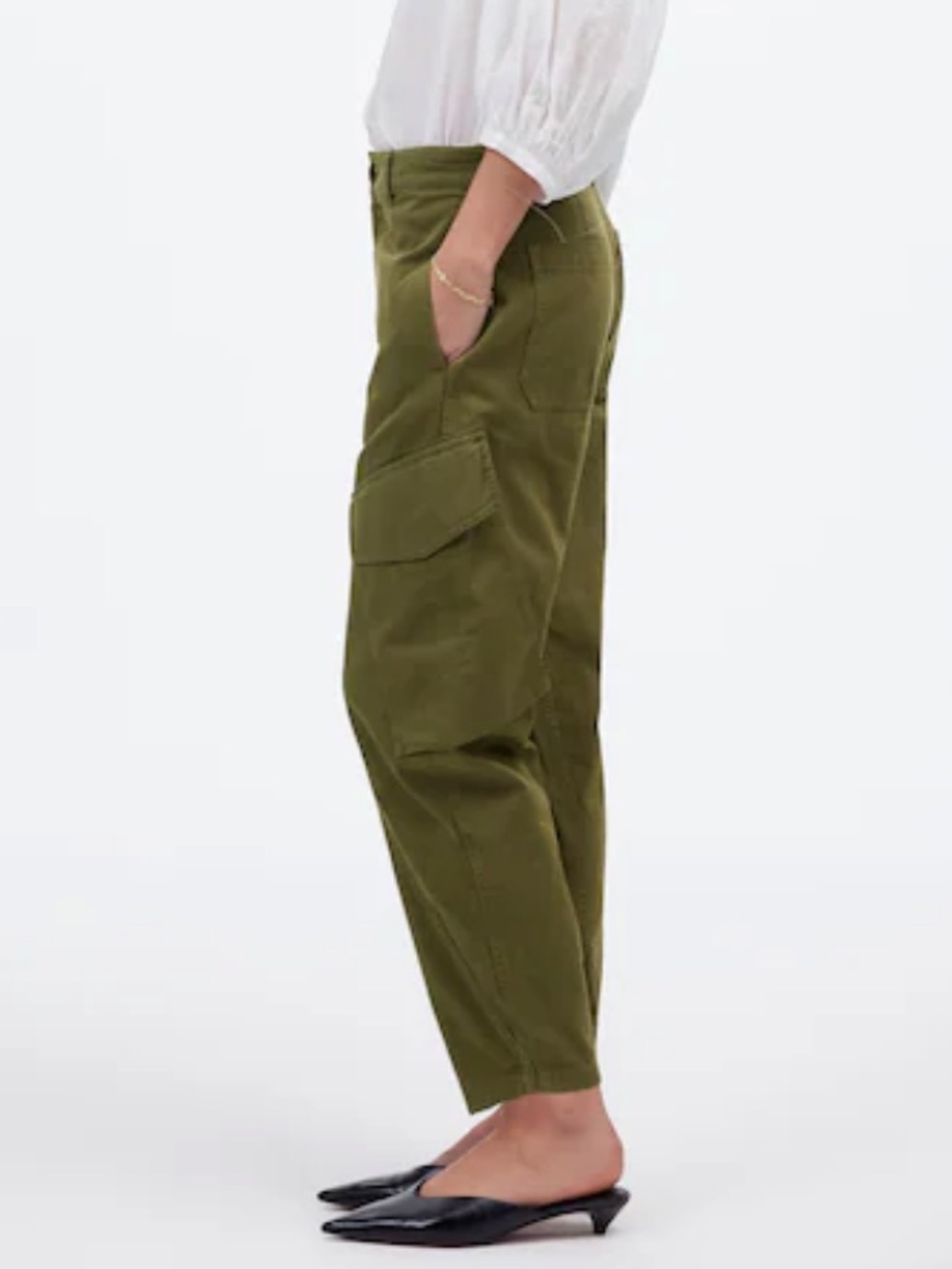 Madewell Barrel-Leg Olive Green Cargo Pants